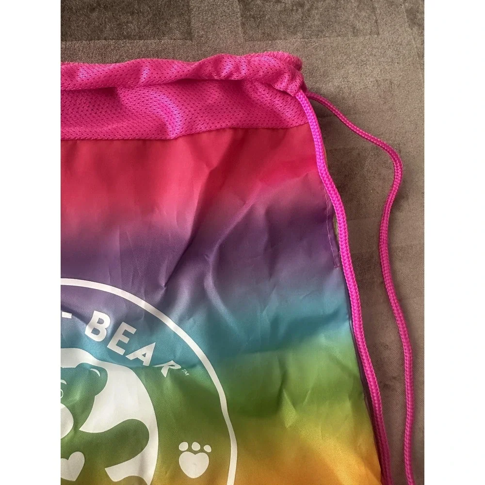 Build-A-Bear Workshop Rainbow Drawstring Backpack Cinch‎ Sack Bag Kids Pink Logo